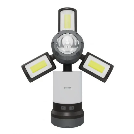 Porodo Lifestyle 3 in 1 Flashlight-Ambient Light-Lamp With 6 Light Modes - Black